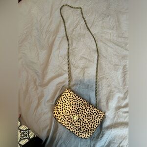 Anthropologie chain strap fold over animal print purse